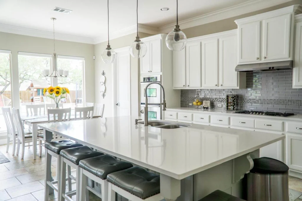 AlbStar Renovation kitchen cabinet installation process in Yonkers NY — plumb and level cabinet fitting
