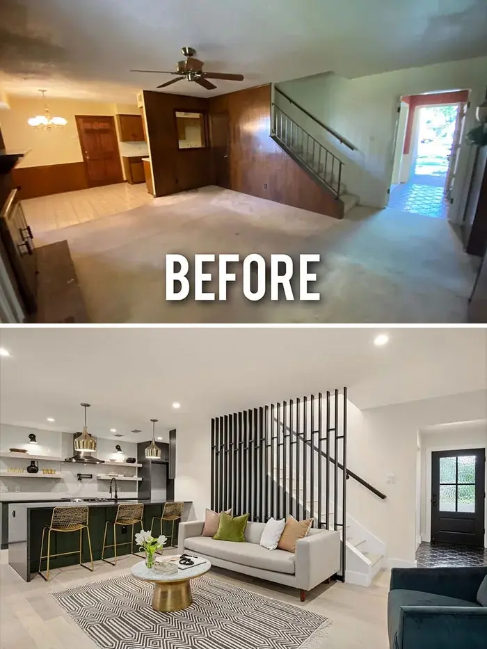 Before and after home remodeling Queens NY by AlbStar Renovation — full interior transformation