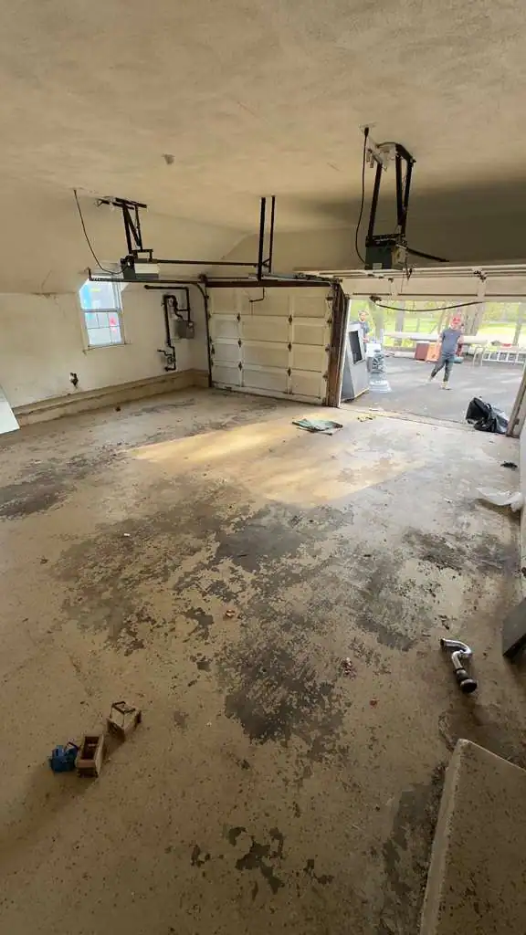 Epoxy flooring Bronx NY — garage before and after by AlbStar Renovation