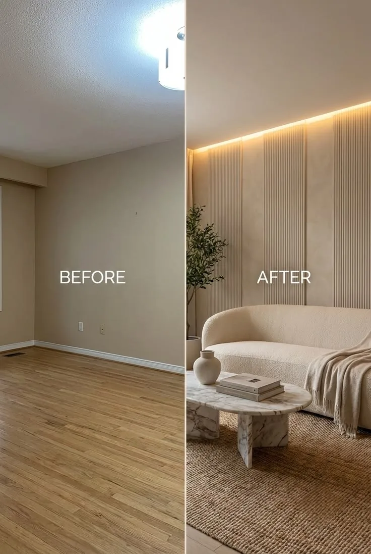 beiges' room paint before and after